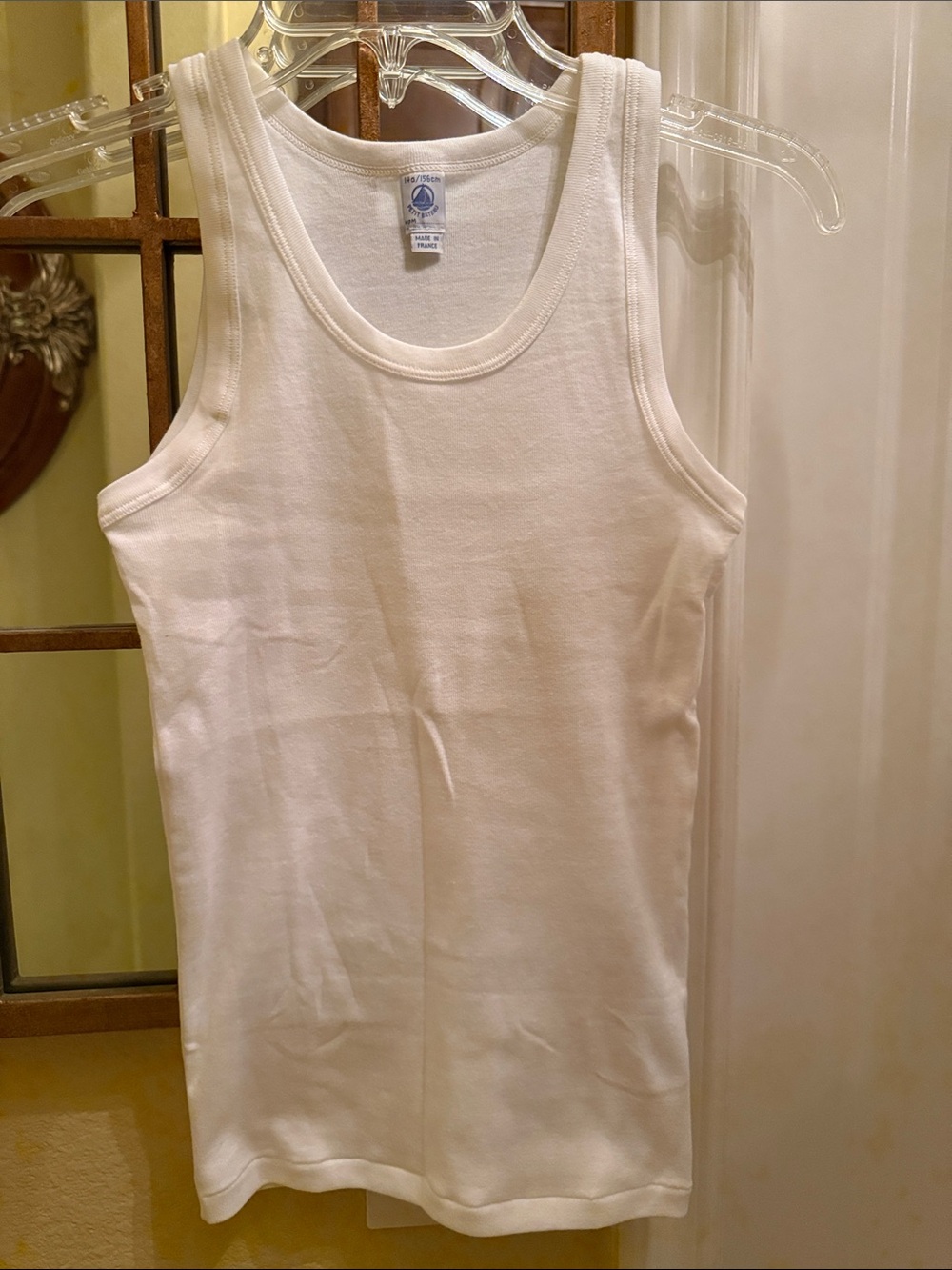 NEW Petit Bateau French Made Cloud White Cotton Tank Top with Stretch XS/S